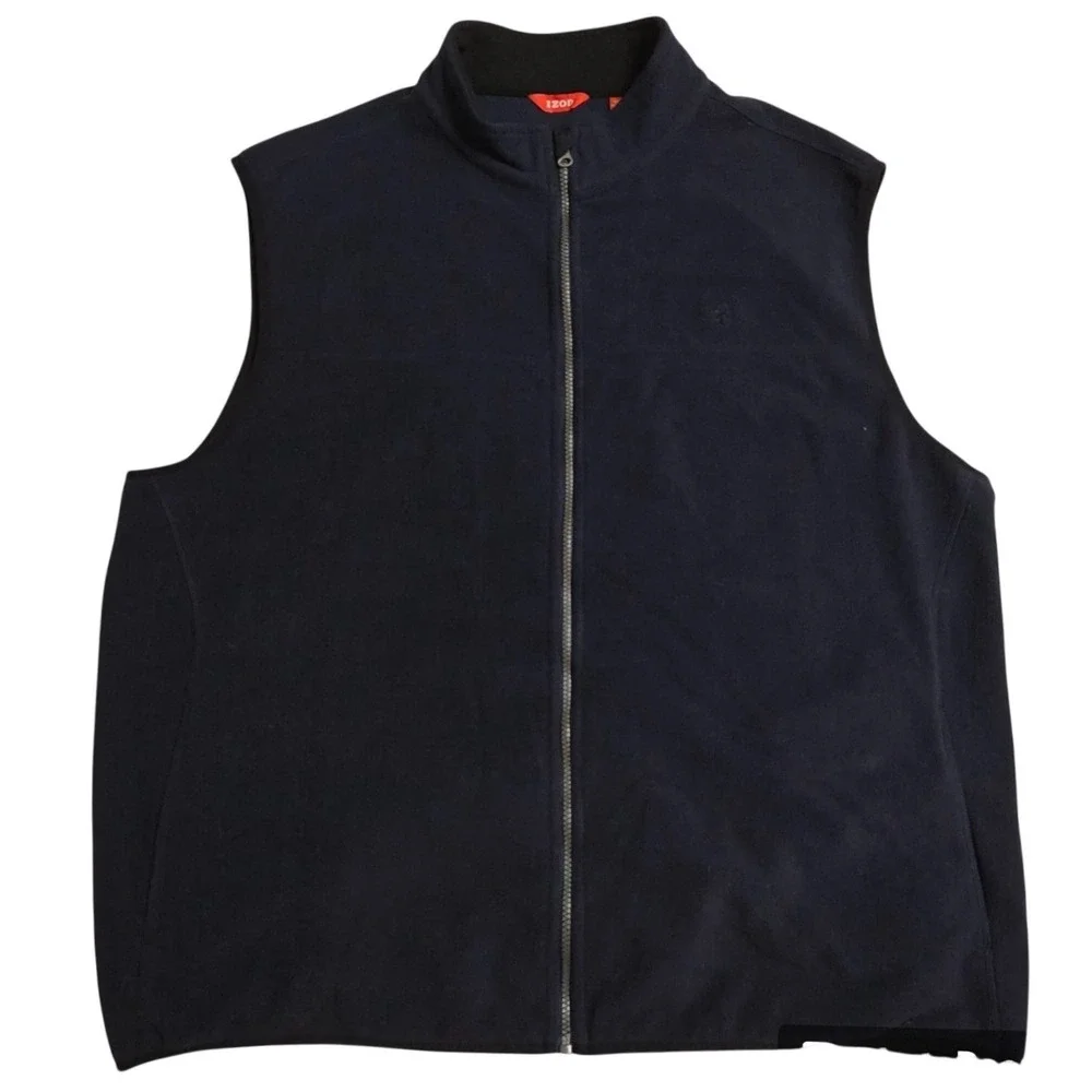 Izod Fleece Vest XXL Blue‎ Full Zip Pockets Golf